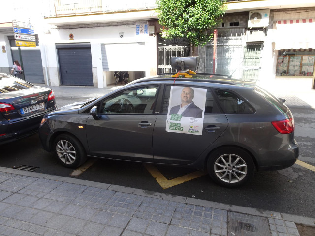 An electoral campaigning car.