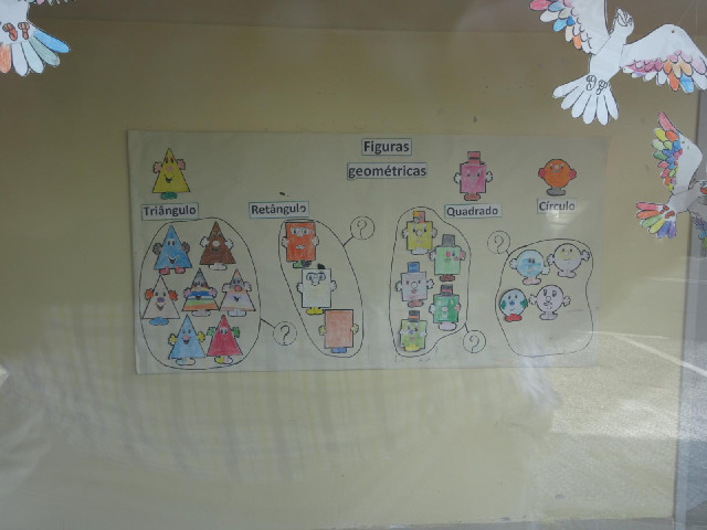 Seen through the window of a school.