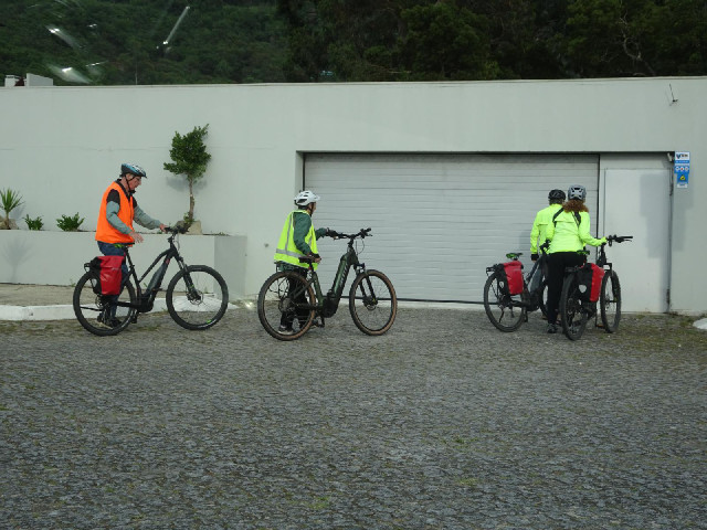 I've arrived at my hotel and so has a group of cyclists.