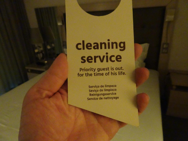 This is the sign to hang on the door if you want the room to be cleaned. Firstly, I doubt whether an...