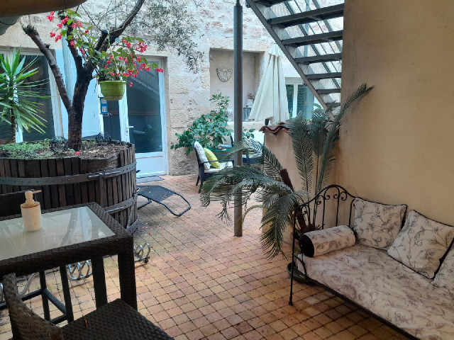 The downstairs courtyard.