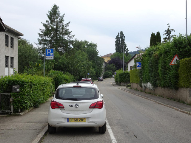 According to the signs, you can park for up to 30 minutes on the side of the road where the parking ...