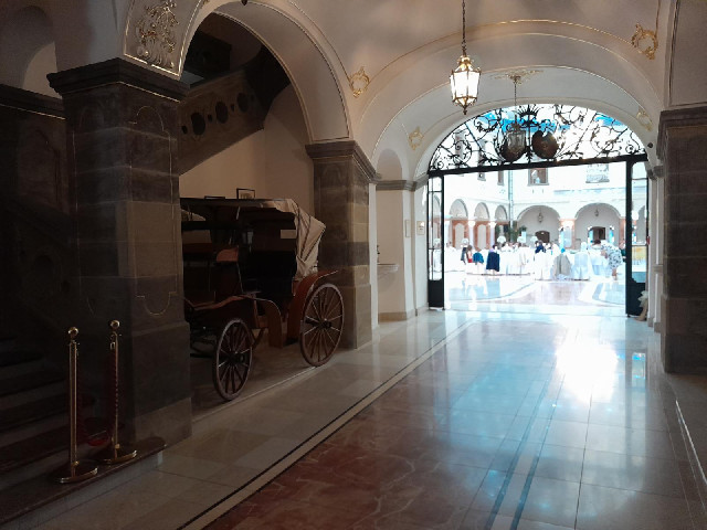 There is a wedding going on in the main hall.