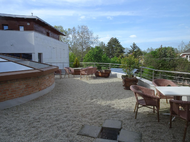 A roof terrace at the hotel.