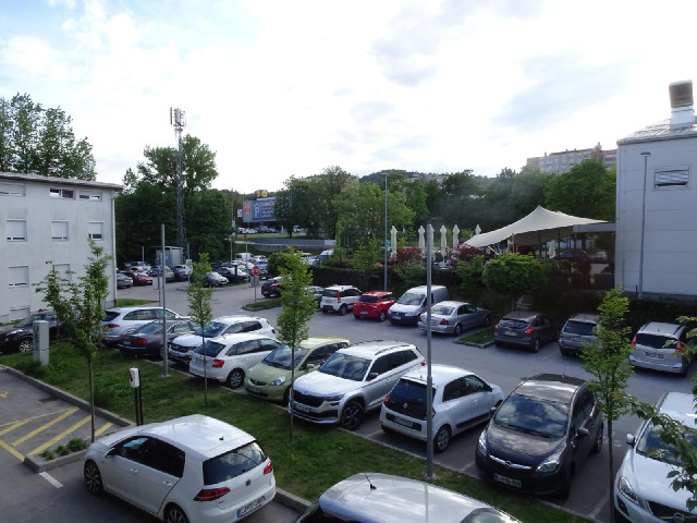 My view is of the car park and a distant Lidl.