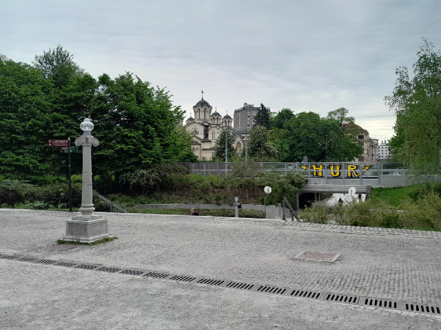 Looking towards an Orthodox church and the city centre.
