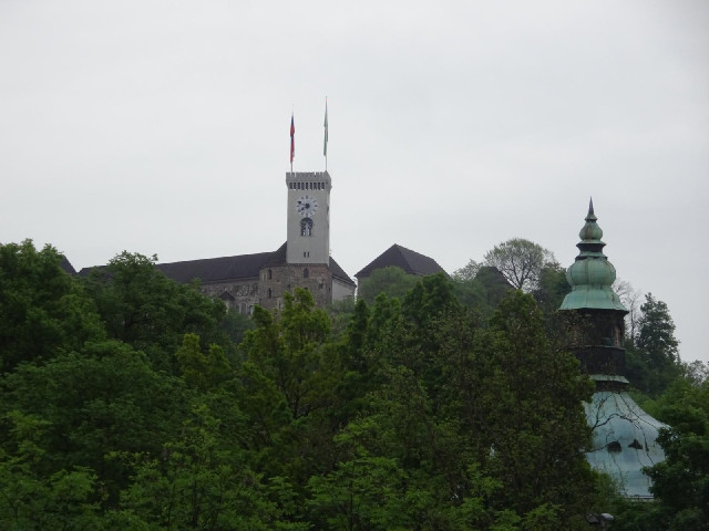 Ljubljana Castle, on a steep hill.