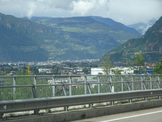 A view of Bolzano or Bozen, seen from a queue at roadworks.