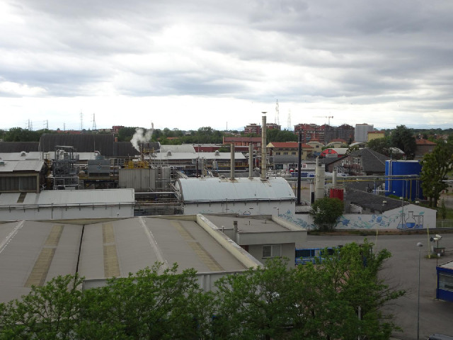 I didn't see any reviews mention the view of the chemical factory.