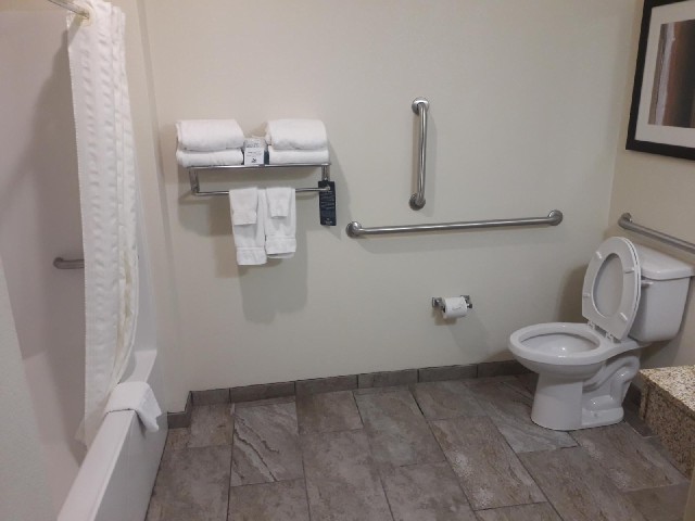 The bathroom is bigger than I was expecting and has more handrails. I'm now wondering whether I book...