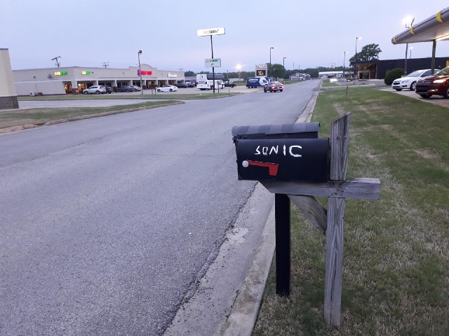 The Sonic company obviously don't supply their restaurants with branded mailboxes....