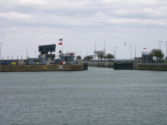 The locks which lead to Lake Michigan.