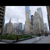 Another view of the Wrigley Building, named after the chewing gum company.