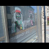 This bar's window display has sheep versions of several celebrities, in preparation for an event cal...