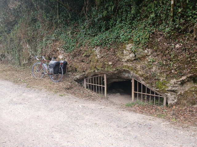 There is cool dry air blowing out of this cave. I enjoyed standing in front of it.