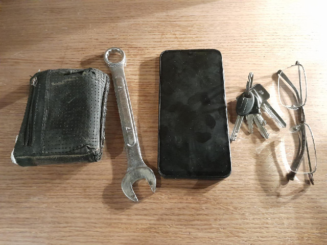 Right, I'm off out. This is all I need to take.