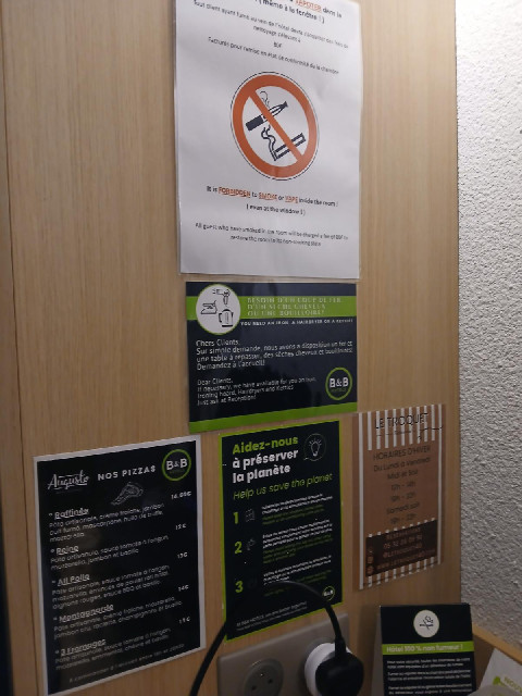 There are a lot of notices in this hotel room. One in the lift explains that because the hotel is in...