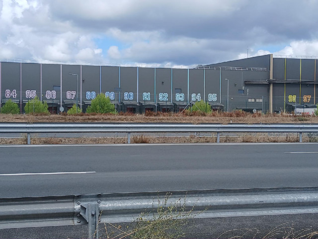 An Intermarch&eacute; distribution centre with a lot of lorry bays.