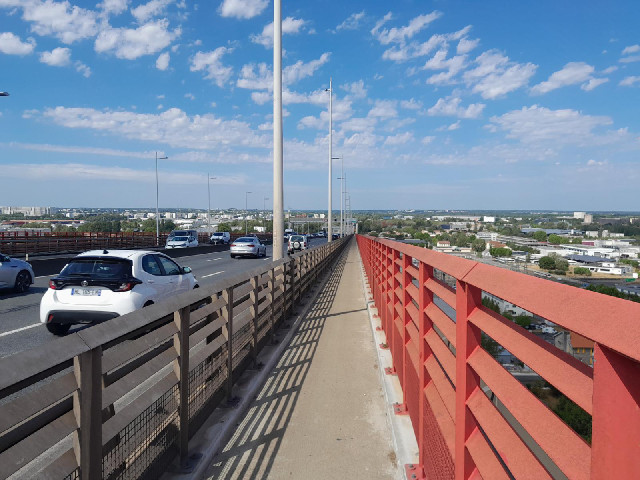 Looking back down. The land is higher on one side of the River Garonne than on the other so the brid...