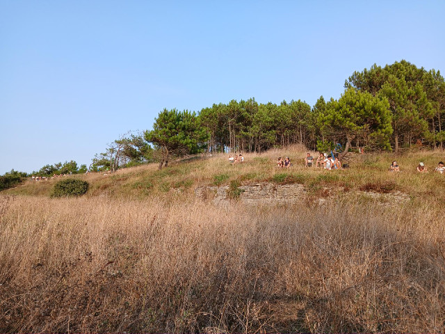 People gathering to watch the eclipse.
