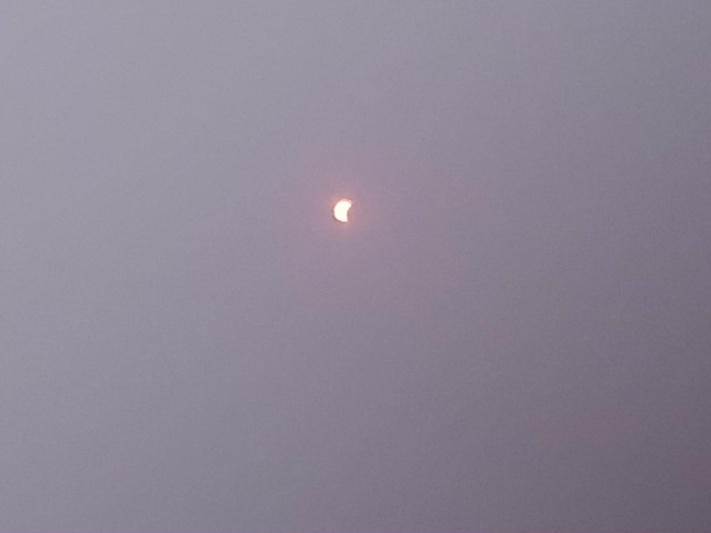 The view through eclipse glasses.