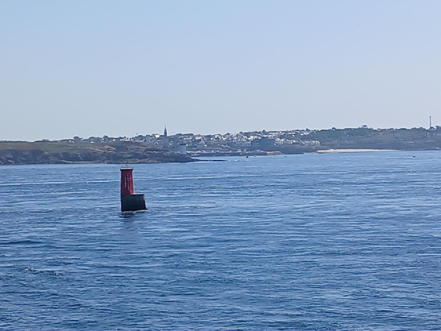 On the port side is the tip of the Brittany peninsular, including the town of Le Conquet.