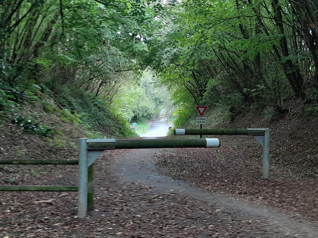 Some of the railway's bridges remain but others have been removed so we now have to descend to road ...