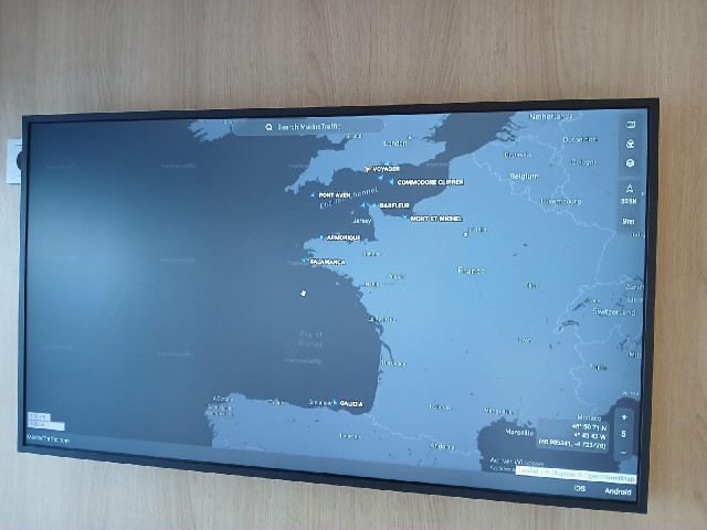 This map in one of the seating areas shows where all of Brittany Ferries' ships are. It would be bet...