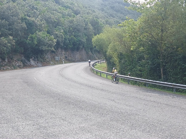 I saw lots of cyclists today, going both ways. These two are tackling one of the may big hills. I wa...