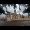 The roofless church in Les Essards, seen from inside a plastic bag which is protecting my phone from...