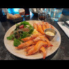 The starter is this bouquet of prawns. I didn't expect them to still have their shells on.