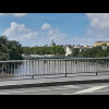 This is downstream. The dome is the church of Notre-Dame de Bon-Port.
